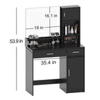 Roomfitters Vanity Desk with LED Lighted Mirror, Makeup Table with Drawers & Cabinet, Vanity Table with Storage