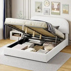 Elegant Upholstered Platform Bed with Curved Headboard