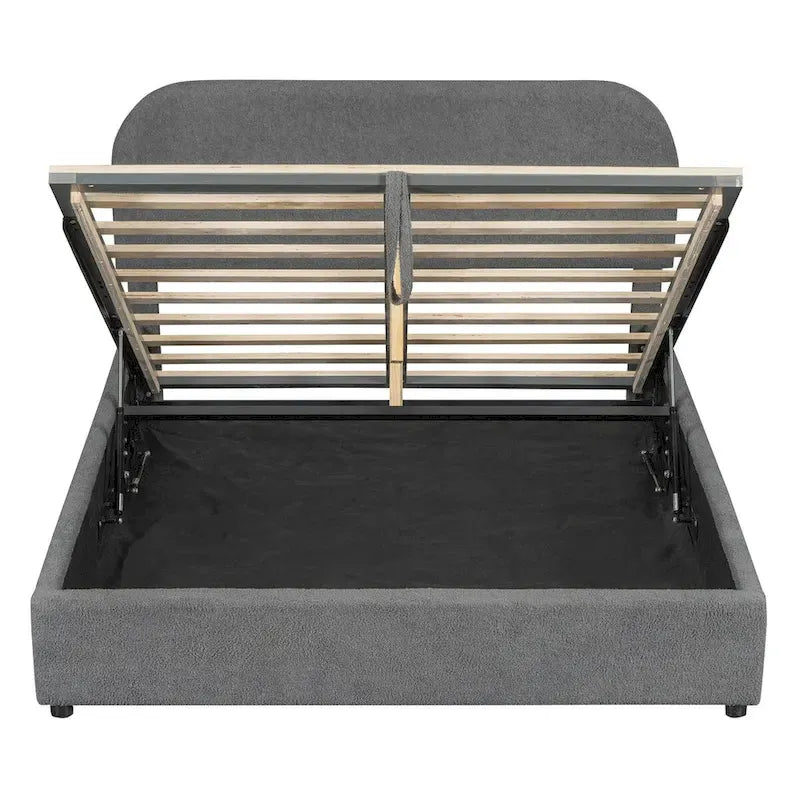 Elegant Upholstered Platform Bed with Curved Headboard