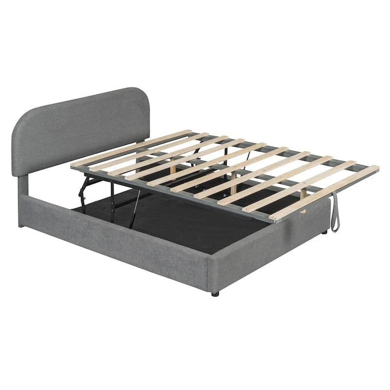 Elegant Upholstered Platform Bed with Curved Headboard