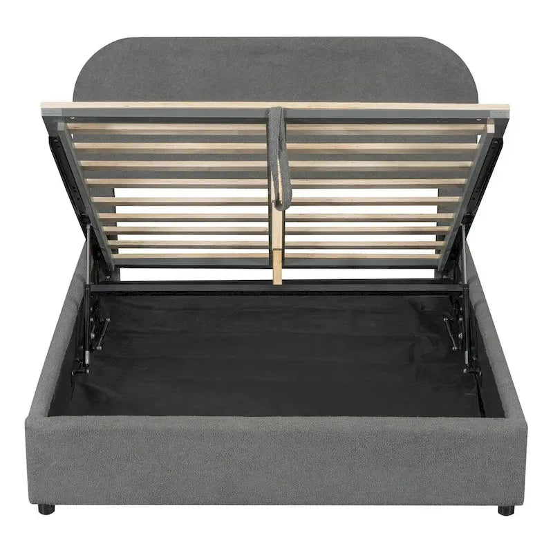 Elegant Upholstered Platform Bed with Curved Headboard