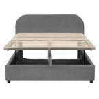 Elegant Upholstered Platform Bed with Curved Headboard