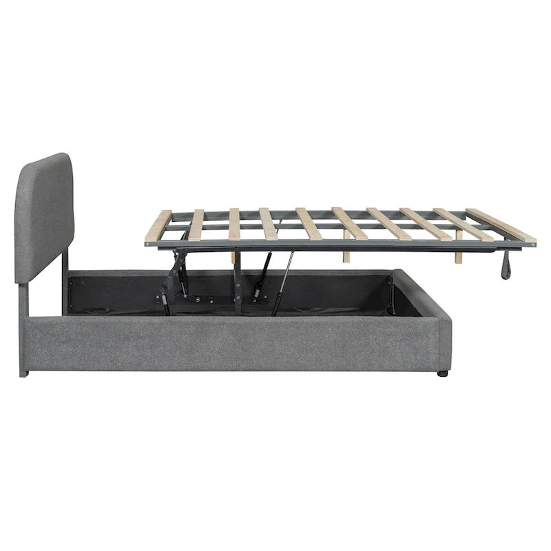 Elegant Upholstered Platform Bed with Curved Headboard