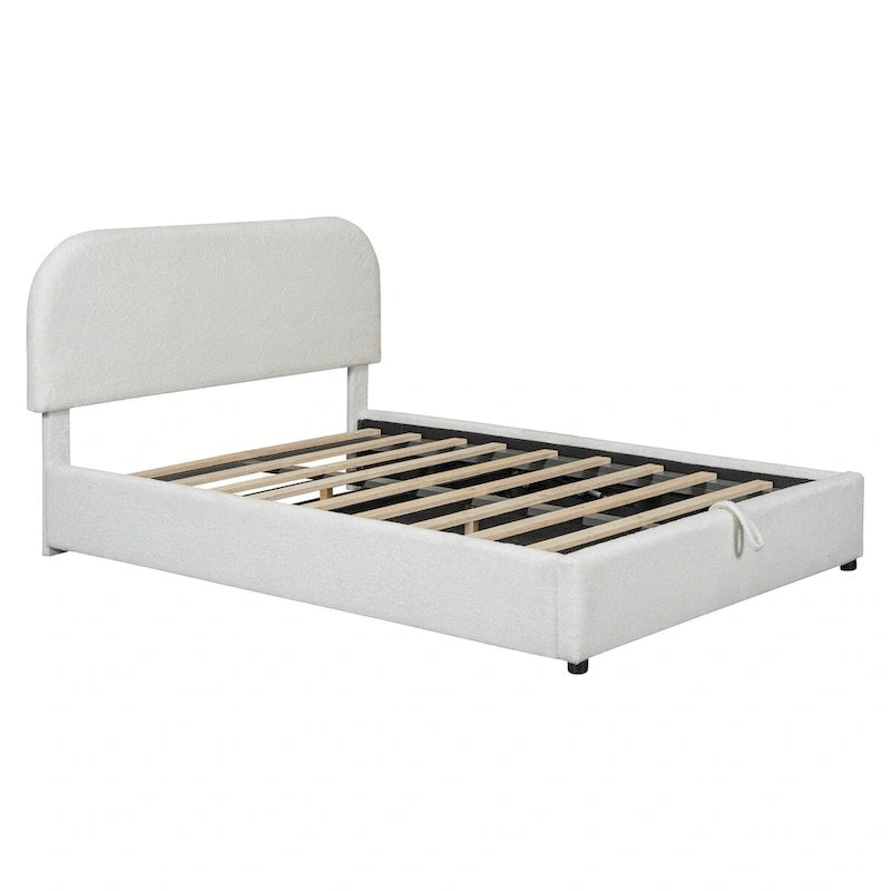 Elegant Upholstered Platform Bed with Curved Headboard